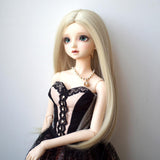 Maxbell 2 Pieces 1/3 BJD Dolls Wig Long Straight Hair for Dollfie DIY Light Gold