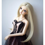 Maxbell 2 Pieces 1/3 BJD Dolls Wig Long Straight Hair for Dollfie DIY Light Gold