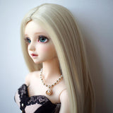 Maxbell 2 Pieces 1/3 BJD Dolls Wig Long Straight Hair for Dollfie DIY Light Gold