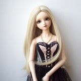 Maxbell 2 Pieces 1/3 BJD Dolls Wig Long Straight Hair for Dollfie DIY Light Gold