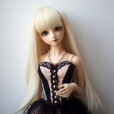 Maxbell 2 Pieces 1/3 BJD Dolls Wig Long Straight Hair for Dollfie DIY Light Gold