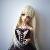 Maxbell 2 Pieces 1/3 BJD Dolls Wig Long Straight Hair for Dollfie DIY Light Gold