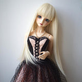 Maxbell 2 Pieces 1/3 BJD Dolls Wig Long Straight Hair for Dollfie DIY Light Gold