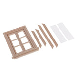Maxbell 1/12 Dollhouse Miniature Unpainted Wooden 6-Pane Double Window Frame 2 Set