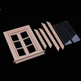 Maxbell 1/12 Dollhouse Miniature Unpainted Wooden 6-Pane Double Window Frame 2 Set