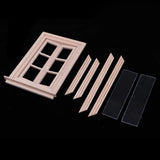 Maxbell 1/12 Dollhouse Miniature Unpainted Wooden 6-Pane Double Window Frame 2 Set