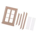 Maxbell 1/12 Dollhouse Miniature Unpainted Wooden 6-Pane Double Window Frame 2 Set
