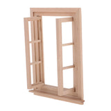 Maxbell 1/12 Dollhouse Miniature Unpainted Wooden 6-Pane Double Window Frame 2 Set