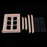 Maxbell 1/12 Dollhouse Miniature Unpainted Wooden 6-Pane Double Window Frame 2 Set