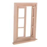 Maxbell 1/12 Dollhouse Miniature Unpainted Wooden 6-Pane Double Window Frame 2 Set