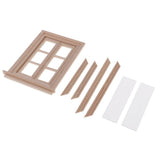 Maxbell 1/12 Dollhouse Miniature Unpainted Wooden 6-Pane Double Window Frame 2 Set
