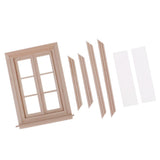 Maxbell 1/12 Dollhouse Miniature Unpainted Wooden 6-Pane Double Window Frame 2 Set