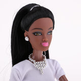 Maxbell Beautiful Modern African Girl Dolls 12 Joints Moveable BJD Dolls White Top - Aladdin Shoppers