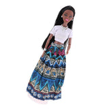 Maxbell Beautiful Modern African Girl Dolls 12 Joints Moveable BJD Dolls White Top - Aladdin Shoppers