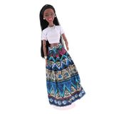Maxbell Beautiful Modern African Girl Dolls 12 Joints Moveable BJD Dolls White Top - Aladdin Shoppers