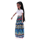 Maxbell Beautiful Modern African Girl Dolls 12 Joints Moveable BJD Dolls White Top - Aladdin Shoppers