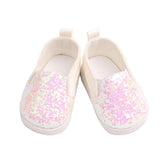 Maxbell Fashionable Sequins Dancing Shoes For 18 Inch Dolls White - Aladdin Shoppers