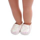 Maxbell Fashionable Sequins Dancing Shoes For 18 Inch Dolls White - Aladdin Shoppers