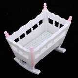 Mini Wooden Cradle Rocking Bed For 1/12 Dollhouse Baby Room Bedroom Decor