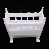 Mini Wooden Cradle Rocking Bed For 1/12 Dollhouse Baby Room Bedroom Decor