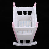 Mini Wooden Cradle Rocking Bed For 1/12 Dollhouse Baby Room Bedroom Decor