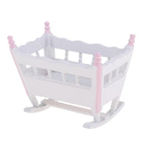 Maxbell 1/12 Dollhouse Miniature Wooden Baby Cradle, Rocking Horse Nursery Room Accs