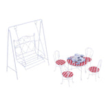 Maxbell 1/12 Dollhouse Miniature Garden Decor Table Chair Tea Set Swing Seat White