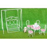 Maxbell 1/12 Dollhouse Miniature Garden Decor Table Chair Tea Set Swing Seat White