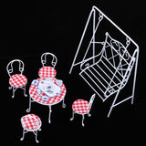 Maxbell 1/12 Dollhouse Miniature Garden Decor Table Chair Tea Set Swing Seat White