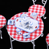 Maxbell 1/12 Dollhouse Miniature Garden Decor Table Chair Tea Set Swing Seat White