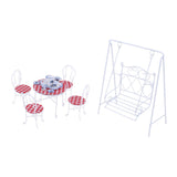 Maxbell 1/12 Dollhouse Miniature Garden Decor Table Chair Tea Set Swing Seat White