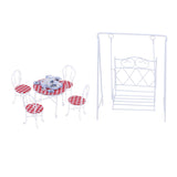 Maxbell 1/12 Dollhouse Miniature Garden Decor Table Chair Tea Set Swing Seat White