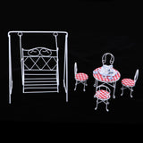 Maxbell 1/12 Dollhouse Miniature Garden Decor Table Chair Tea Set Swing Seat White