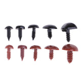 Maxbell 130 Pieces Plastic Safety Noses for Bear Animals Dolls Making Black & Brown