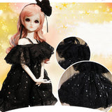Maxbell Lovely Black Doll Dress Skirt for 60cm Night Lolita Doll Clothes Accessories