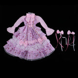 Maxbell 1/3 BJD Pink Floral Lolita Dress With Accessory For Night Lolita Girl Dolls