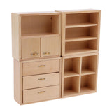 Maxbell 1:12 Dollhouse Miniatures Natural Wood Color Combined Cabinet Organizer Kits