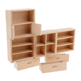 Maxbell 1:12 Dollhouse Miniatures Natural Wood Color Combined Cabinet Organizer Kits