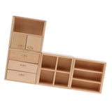 Maxbell 1:12 Dollhouse Miniatures Natural Wood Color Combined Cabinet Organizer Kits
