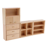 Maxbell 1:12 Dollhouse Miniatures Natural Wood Color Combined Cabinet Organizer Kits