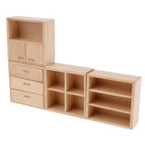 Maxbell 1:12 Dollhouse Miniatures Natural Wood Color Combined Cabinet Organizer Kits