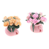 Maxbell 2pcs Dollhouse Mini Carnation Potted Plant Oranment Fairy Garden DIY Accs