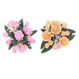 Maxbell 2pcs Dollhouse Mini Carnation Potted Plant Oranment Fairy Garden DIY Accs