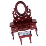 Maxbell 1/12 Dollhouse Bedroom Furniture Miniature Dressing Table And Stool Red - Aladdin Shoppers