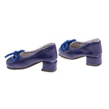 8xFashion Doll PU Leather Block Heel Shoes for 1/6 Blythe Doll Accs Dark Blue