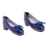 8xFashion Doll PU Leather Block Heel Shoes for 1/6 Blythe Doll Accs Dark Blue