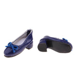 8xFashion Doll PU Leather Block Heel Shoes for 1/6 Blythe Doll Accs Dark Blue