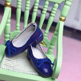 8xFashion Doll PU Leather Block Heel Shoes for 1/6 Blythe Doll Accs Dark Blue