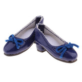8xFashion Doll PU Leather Block Heel Shoes for 1/6 Blythe Doll Accs Dark Blue