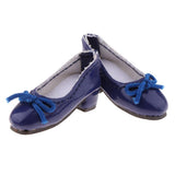 8xFashion Doll PU Leather Block Heel Shoes for 1/6 Blythe Doll Accs Dark Blue